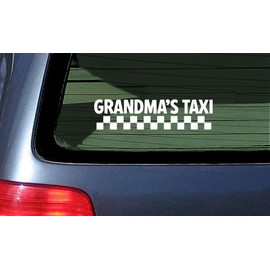 Grandma's Taxi White Vinyl Decal Sticker