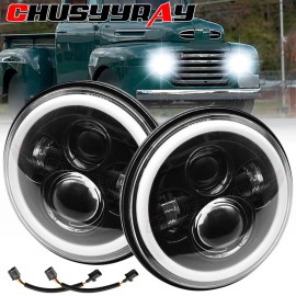 CHUSYYRAY Pair 7" Inch Round LED Headlights DRL for Ford F1 1948 1949 1950 1951 1952 A++