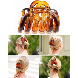 2 Pieces 3.5'' Large Octopus Claw Clips for Thick Long Hair, Big Hair Clips for Women, Strong Hold Hair Claw Clips, Bright Non-slip Jaw Hair Clips (Black and Tortoise)