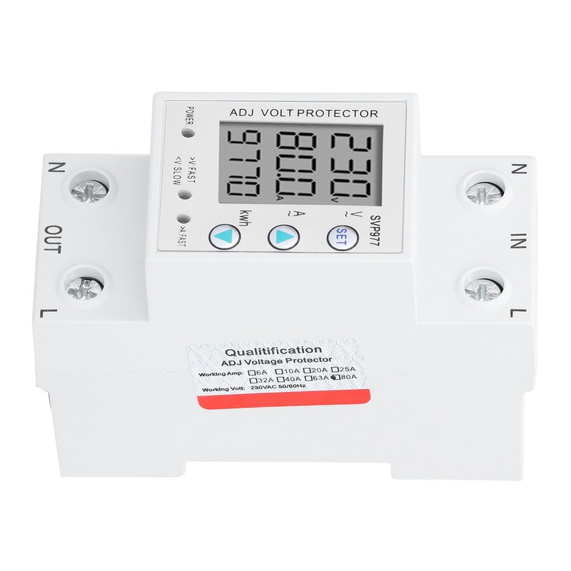 Voltage Protector Adjustable Current Power Monitoring Equipment with Backlight 230VAC