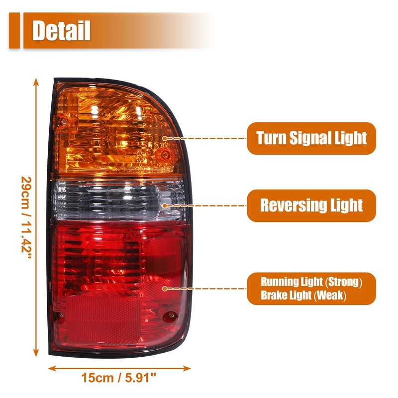uxcell Right Side Tail Light Assembly for Toyota Tacoma 2001