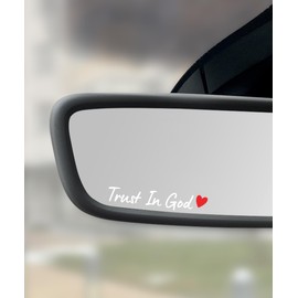 SCUARI 4PCS Car Stickers,Cars Decals,Car Accessories Trust in God Rearview Mirror Sticker,Auto Stickers and Decals,Auto Decals for Women,Trust in God Mirror Decoration,Fits Most Vehicles (White&Red)