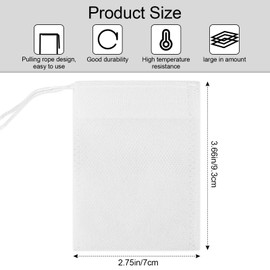 300 PCS Disposable Empty Tea Bags for Loose Leaf Tea, Non-woven Fabrics Tea Filter Bags with Drawstring for Tea, Coffee, Spice, Herbs(3.54 x 2.76 Inches)
