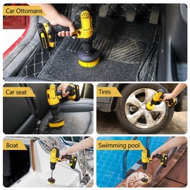 Retoo Brush Attachment Drill Set of 3 Cleaning Brush Cordless Screwdriver Upholstery Brush Rim Brush Joint Brush Powerful Drill Brush for Car Rims Kitchen Bathtub Tiles