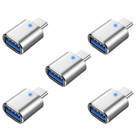 5Pack USB C to USB Adapter 3.1 Gen 2, tunghey 10Gbps USB to USB C Adapter, USB-C Male to USB 3.0 A Female USB 3.2 Type C OTG Converter for Mac-Book pro Laptop PC Silver