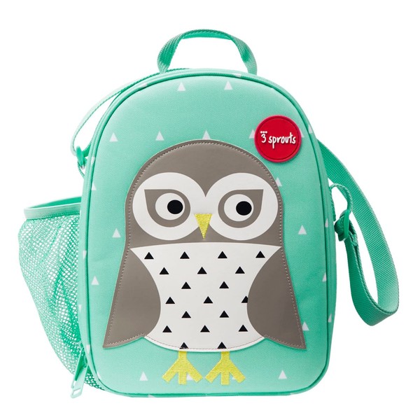 3 Sprouts Kids Lunch Bag - Insulated, Durable Toddler Lunch Bag for Girls & Boys - Children's Lunch Tote with Shoulder Strap for School, Owl