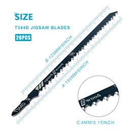 Moicstiy 20Pcs 6 Inch Jigsaw Blades T Shank T344D High Carbon Steel Jig Saw Blade for Quick Cutting Wood