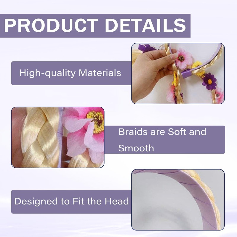 Princess Wig Braid Long Hair Wig Costume Accessory Party