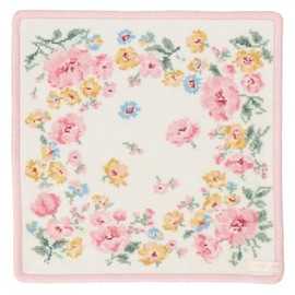 Jill Stuart 09202010 Women's Chenille Woven Handkerchief, Women's Floral Pattern, 09202010A, Cream Approx. Width 9.8 x Height 9.8 inches (25 cm) x Height 9.8 inches (25 cm), cream