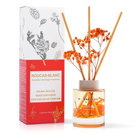 ROUCAS BLANC Perfume Grade Reed Diffuser with Real Flowers, Gardenia and Jasmine Scented Diffuser with Sticks, Room Decor & Bathroom Decor, Aromatherapy Home Fragrance Diffuser Gift (Garden Serenity)