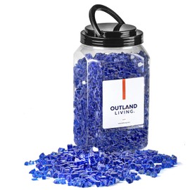 Outland Living Tempered Fire Glass Rocks 1/2 inch | Fire Pit Pellets for Indoor and Outdoor Natural or Propane Fireplaces, Fire Bowls | 10 Pound Jar (Pacific Blue)