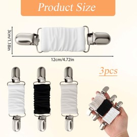 Tohhdov 3 Pcs Elastic Dress Cinch Clip, Adjustable Waist Cincher Clip for Shirt, Clothes Pins for Pants/Hat/Mitten/Bag/Towel with Three Colors