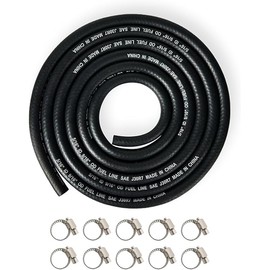 5/16 Inch ID Fuel Line Hose Braided 6 Feet w/ 10 Clamps 8mm Braided Rubber Tubing