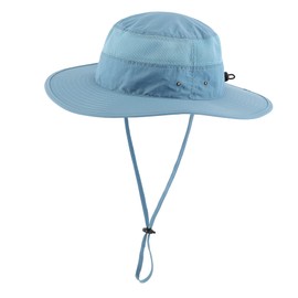 Home Prefer Men's Sun Hat UPF 50+ Wide Brim Bucket Hat Windproof Fishing Hats (Blue)