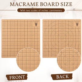 Tandefio 104 Pcs Macrame Board and Metal Adjustable Holder with T Pins Clips Macrame Project Supplies Tools Double Sided Grids for Braiding Cording Bracelet Creating(11.8 x 11.8 Inch)