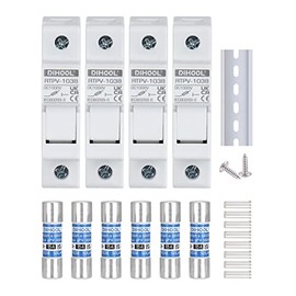 DIHOOL Fusible en línea de 15 amperios para conector solar, 4 piezas de soporte de fusibles solares, fusible de panel solar de riel DIN