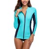 Charmo Ladies Zipper UV Protection Rash Vest Long Sleeve Athletic