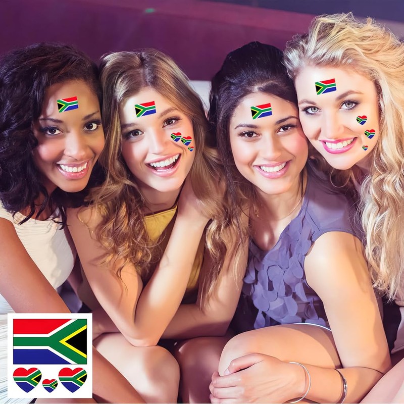 South African Flag Tattoos,10 Sheets South African Flag Temporary Tattoos