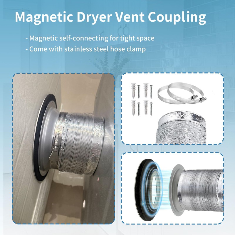 JPFLAEYX Magnetic Dryer Vent Coupler Self-connect Self-align Dry Vent Connector