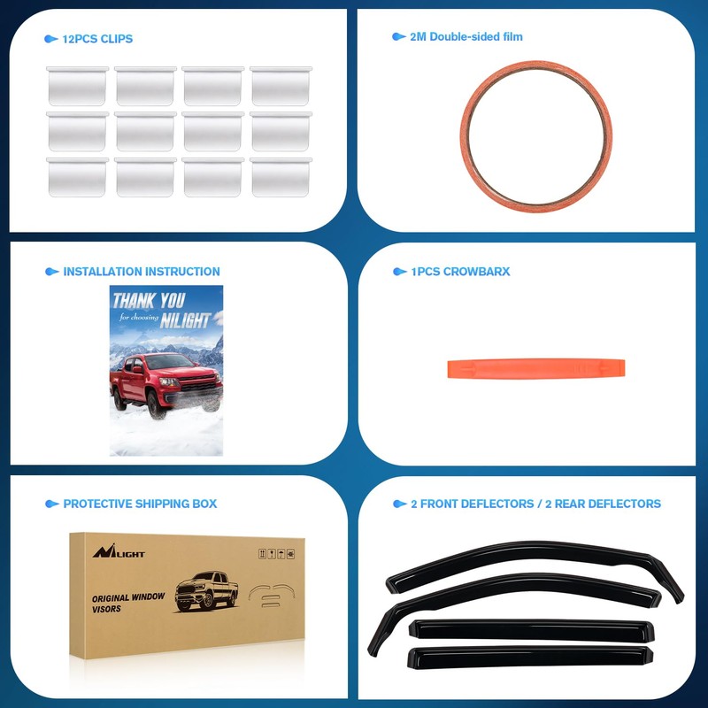 Nilight in Channel Window Rain Guards for Toyota Highlander 2014