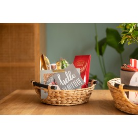 Decorasian Woven Water Hyacinth Storage Basket with Handles - Gift Basket or Empty Gift Basket - Ideal Gift Baskets from Large to Small - 27 cm