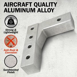 Rockland Aluminum Adjustable Trailer Hitch Ball Mount, Dual Solid Ball 2" and 2-5/16" Ball Hitches, 7500 LBS GTW, 6-Inch Drop/Rise for Truck, Fits 2" Receiver