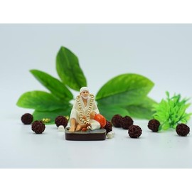 Shirdi Sai Baba Idol,Murti Dwarkamai Statue Sitting on Stone - 3.5 Inche