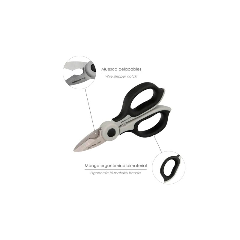 Electrician Scissors 155 mm. TPR Plus No Tension Handle, Stainless