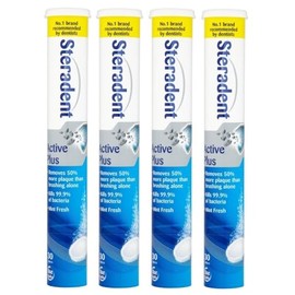 Denture Cleaning Tablets 30s - Bulk Bundle Daily Denture Cleaning Tablets (Active Plus (Pack of 4 Total 120 Tablets))