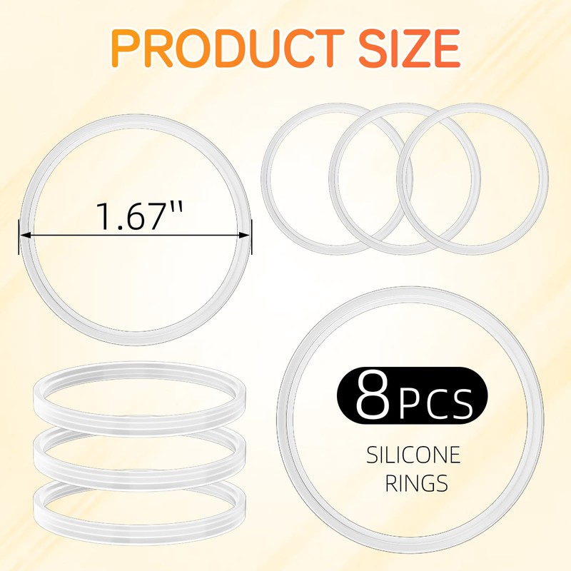 Nessus 8 Pack Silicone Gasket and Lid for Stainless Steel