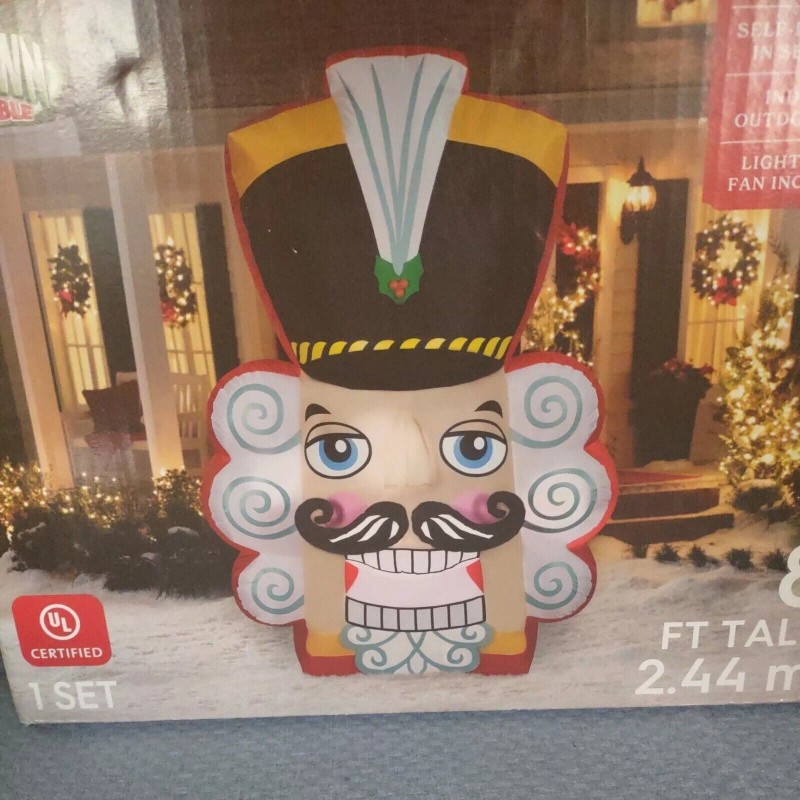 Holiday Time 8 FT Nutcracker Face Christmas Airblown Inflatable Lights