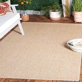 SAFAVIEH Sisal All-Weather Collection Area Rug - 4' x 6', Natural, Geometric Design, Indoor/Outdoor & Washable, Ideal for Patio, Backyard, Mudroom (SAW420B-4)