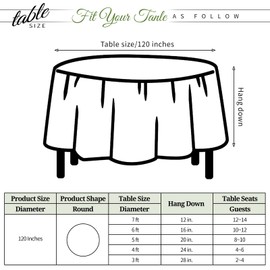 YMHPRIDE 24 Pack Premium Plastic Tablecloth - 120 Inch Round Disposable Tablecloth for Parties Black Round Tablecloth Disposable Table Cloths Plastic Table Cover for Wedding, Picnics, Formal Events