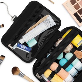 Eco Sun Hanging Travel Toiletry Bag — Designed in Hawaii — Water-resistant Travel Organizer for Bathroom Accessories (Black)