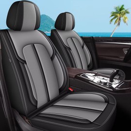 DISUTOGO 2 Front Car Seat Covers Fit for Hyundai Santa Cruz 2022 2023 2024: Waterproof Faux Leather Seat Covers Automotive Seat Cushion Protector (2 Seats, Black&Grey)