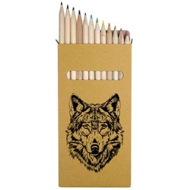 Azeeda 12 x 'Wolf Portrait' Long 178mm Coloured Pencils/Pencil Set (PE00067923)