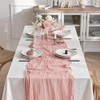 2 PCS Pink Cheesecloth Table Runners, 90x300 cm Boho Dusty
