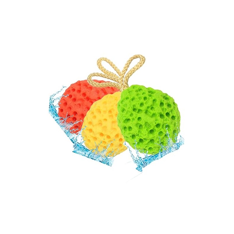 3piezas Esponjas Baño Forma Panal Amarillo Verde Naranja Ducha Suaves