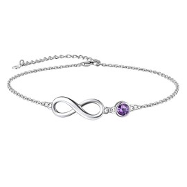Suplight 925 Sterling Silver Infinity Anklet for Women Beach Anklet Adjustable Ankle Bracelet