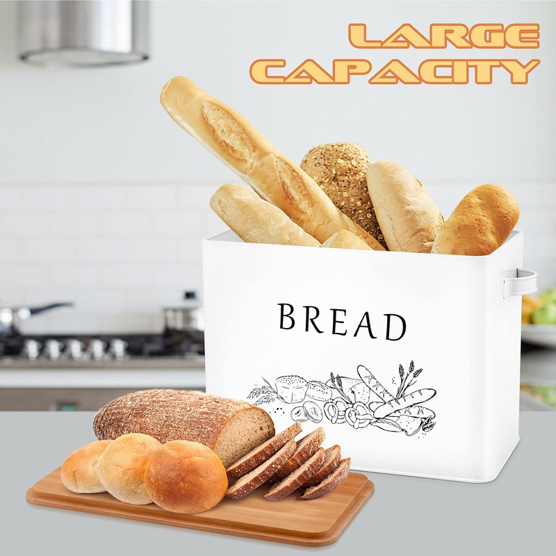 E-far Bread Box for Kitchen Countertop, Metal Bread Storage Container