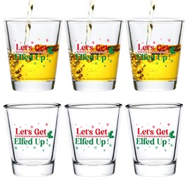 Futtumy Let's Get Elfed Up Shot Glasses, Christmas Shot Glasses for Women Men Friends Adults, Funny Christmas Shot Glasses for Christmas Party White Elephant Gifts, Holiday Shot Glasses (6 PCS)