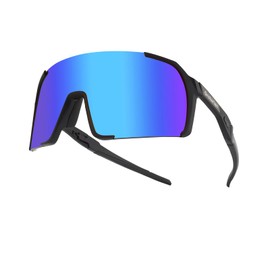 Orstarlan Sports Sunglasses Cycling UV Protection for Driving Running Hiking Fishing (Black/Blue)
