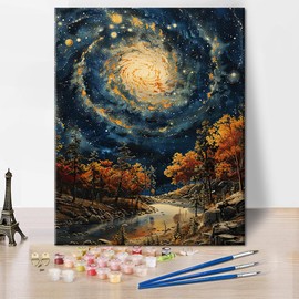 TISHIRON Paint by Numbers The Galaxy Oil Painting by Numbers Adults Paint by Numbers Night Scene DIY Painting by Numbers Kits for Adults Painting by Numbers Home Decoration 40 x 50 cm