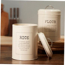 Ciieeo European Vintage Rice Storage Bucket 5kg Airtight Seal and Moisture Protection Sturdy Metal Container Scoop for Kitchen Pantry Organization