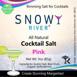 Snowy River Pink Cocktail Salt - Natural Kosher Pink Margarita Salt for Cocktail Rimming (3oz Gift Bottle)