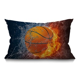 BGBDEIA 12x20 Inches Cushion Cover Rustic Farmhouse Decor Basketball Pillowcases Cotton Linen Flame Basketball Throw Pillow Case Pillow Covers for Sofa Couch Bedroom 30 x 50 cm