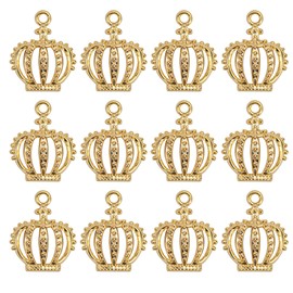 AUEAR, 100 Pack Fashion Gold Crown Charms Alloy Crown Charms Vintage Crown Pendant for Jewelry Making Necklace Bracelet