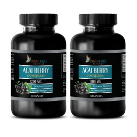 PRIVATE LABEL Skin care support - ACAI BERRY - Promotes immune health 2 Bottles 120 Capsules