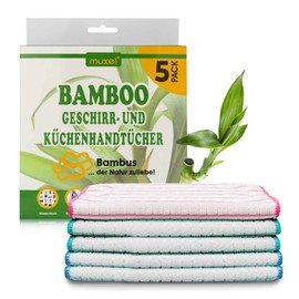 Muxel Bamboo Cloths - Bamboo Tea Towels - Extra Absorbent Cleaning Cloth - Soft Bamboo Cloths for Polishing, Drying & Wiping - Sustainable Bamboo All-Purpose Cloths (5)