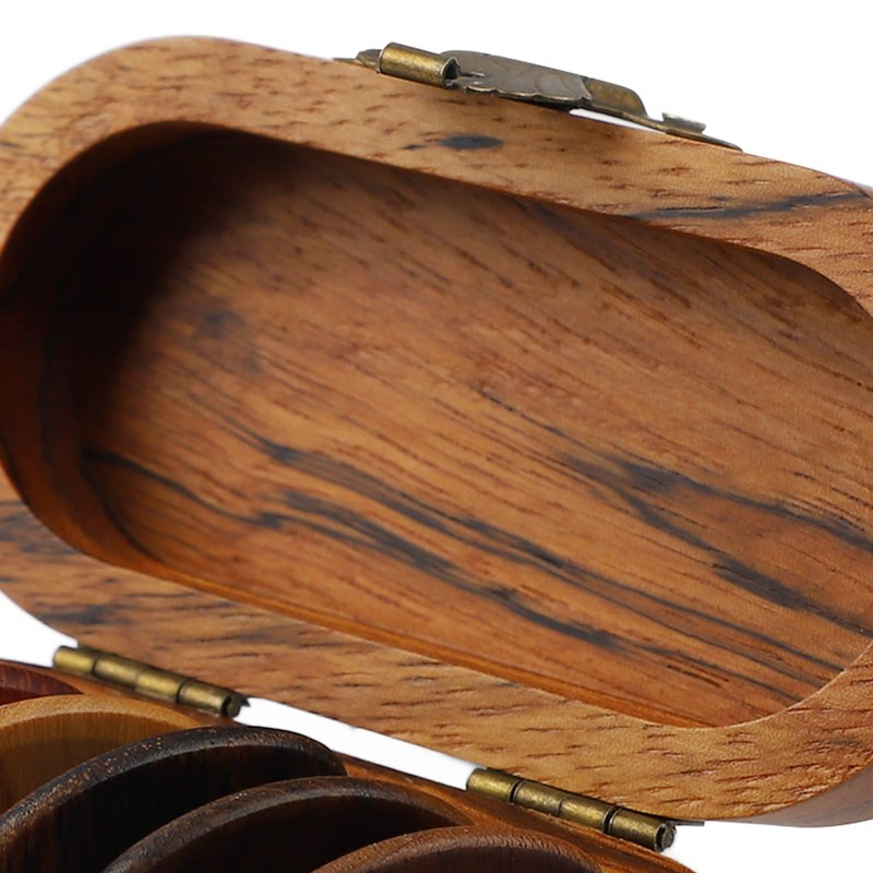 Wooden Pick Box with 5 Picks, and Lightweight, Ideal Gifts